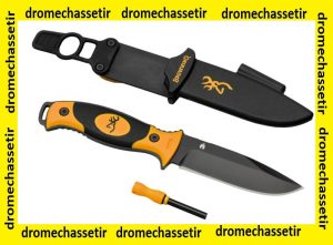 Couteau Browning Ignite orange avec etui et allume feu