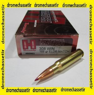Boite 20 cartouches Hornady, 308 winchester, 168 ELD-Match, ref 80966