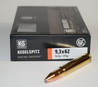 1 Boite de 20 Cartouches RWS Calibre 9,3x62, KS 247 Grains, 16 grammes