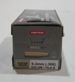 boite 100 ogives Norma Oryx calibre 9.3mm (0.365) 232grains 15 grammes