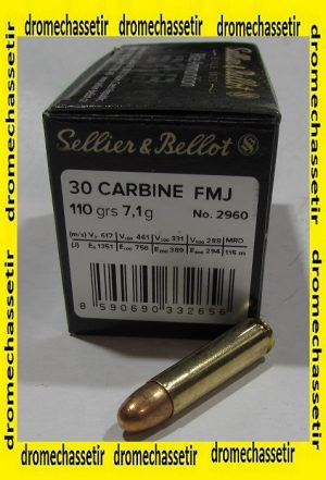 Boite de 50 cartouches Sellier Bellot cal 30 M1 FMJ 110 grains