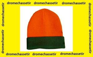 Bonnet de chasse reversible en acrylique orange fluo et vert