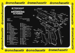 Tapis de nettoyage neoprene decor pistolet Browning Hi-Power