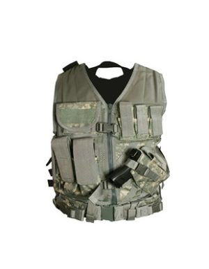 Gilet tactique medium avec holster et pochettes taille XL (camo am&eacute;ricain)