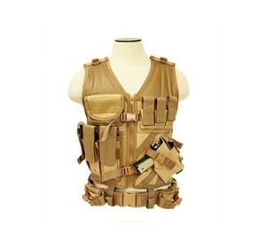 Gilet tactique Large avec holster et pochettes taille XL (marron clair