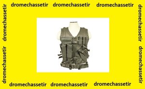 Gilet tactique avec holster et pochettes taille L (gris anthracite )