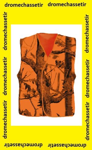 Gilet de signalisation orange fluo et camo pour la battue