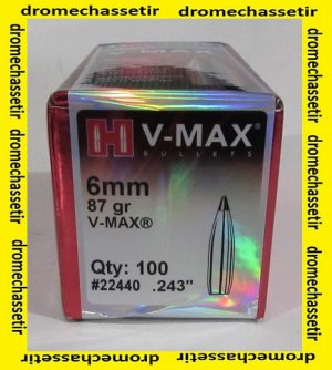 Boite de 100 Ogives Hornady Vmax 6mm