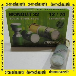 Boite de 5 cartouches DDUPLEKS Monolit 32 cal 12/70, balle de 32grs