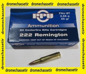 1 boite de 20 cartouches Partizan de calibre 222 Remington, 55 grains , FMJ BT
