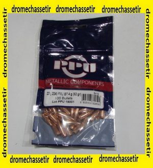 sachet 100 Ogives Partizan cal 22 (0.224) 62 grains FMJBT