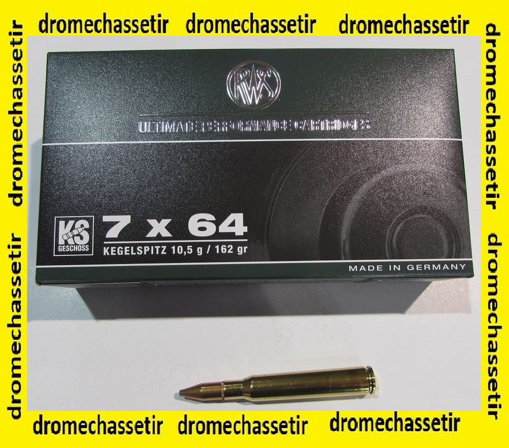 1 Boite de 20 Cartouches RWS Calibre 7x64, KS 162 Grains, 10,5