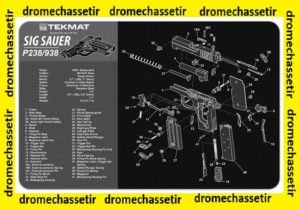Tapis de nettoyage neoprene decor pistolet Sig Sauer P238