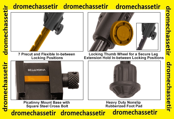 Monopod de crosse Accu-shot, reglable, fixation sur rail picatinny noir
