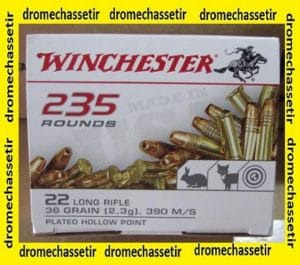 Boite de 235 cartouches 22lr Winchester Plated Hollow point (pointe creuse cuivr&eacute;e)