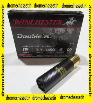boite de 5 cartouches Winchester double XX, cal 12/89, chevrotines 15 grains