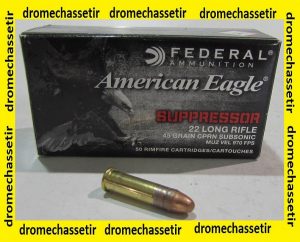 boite de 50 cartouches 22Lr Federal american eagle copper Suppressor 45 grains