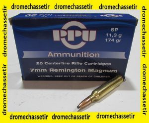 boite 20 cartouches Partizan, 7mm remington magnum, 174 grains SP, A115