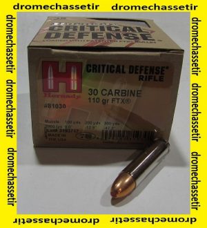 BOITE DE 25 CARTOUCHES HORNADY 30 CARBINE 110 FTX CRITICAL DEFENSE 81030