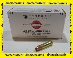boite 50 cartouches Federal Range Target Practice, cal 22lr, 40 grains round nose cuivrée