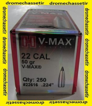 BOITE DE 250 OGIVES HORNADY 22 .224 50GR V-MAX REF 22616