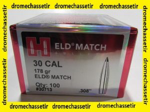 100 ogives Hornady ELD-Match 178 grains, calibre 308, ref 30713