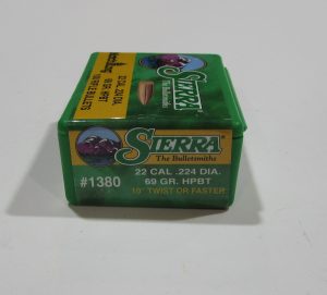 BOITE DE 100 OGIVES SIERRA .224 (CAL 22), 69GRS BTHP, ref 1380