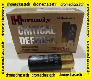 BOITE DE 10 CARTOUCHES HORNADY CAL 12 CHEVROTINES CRITICAL DEFENSE 86240