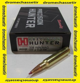 boite de 20 cartouches de calibre 338 win mag, Hornady Precision Hunter ELD-X 230 grains, 82222