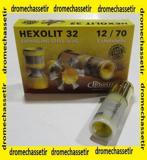 Boite de 5 cartouches DDUPLEKS Hexolit 32 cal 12/70, balle de 32grs