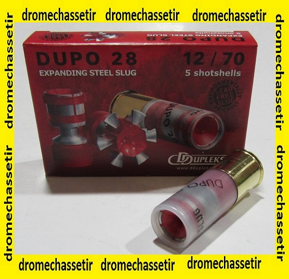 Boite de 5 cartouches DDUPLEKS DUPO 28 cal 12/70, balle de 28 grs