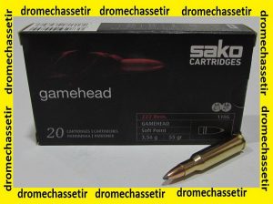 Boite 20 cartouches SAKO 222 remington 55 grains GAMEHEAD soft point