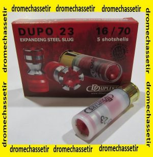 Boite de 5 cartouches DDUPLEKS DUPO 23 cal 16/70, balle de 23 grs