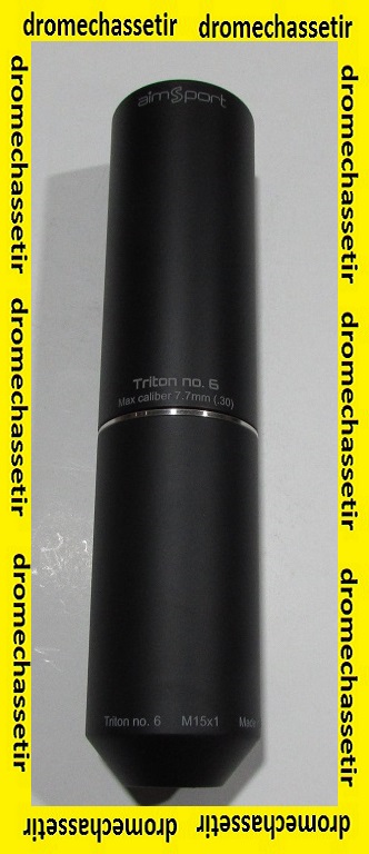 moderateur de son Aimsport Triton N°6, filetage 15x1, cal 7,7mm, Noir