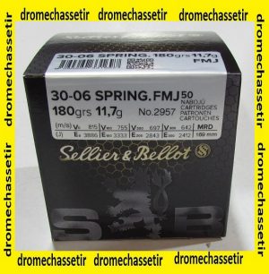 Boite 50 cartouches cal 30-06, Sellier et Bellot, 180 grains FMJ