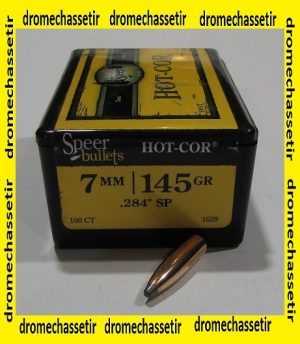 Boite 100 ogives Speer cal 7mm en 145 grains Hot Cor Spitzer SP, ref 1629
