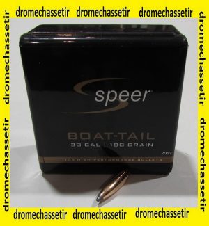 Boite 100 ogives Speer cal 30 en 180 grains Hot Cor Spitzer SP, ref 2053