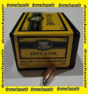 Boite 100 ogives Speer HOT-COR cal 303 en 150 grains HCSP , ref 2217