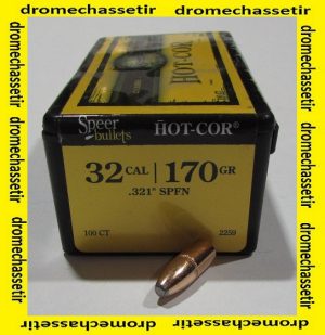 Boite 100 ogives Speer cal 8mm en 170 grains Hot Cor SP Flat nose, ref 2259