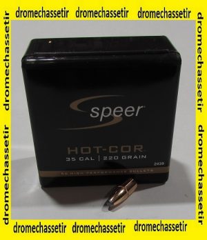 Boite 50 ogives Speer cal 358 en 220 grains Hot Cor SP Flat nose, ref 2439