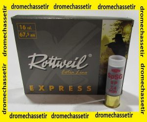boite de 10 cartouches rottweil chevrotine 9 grains calibre 16/67,5
