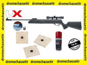PACK CARABINE COMPOSITE SYRIX 4X32 19,9J, PLOMBS, CIBLES, HUILE