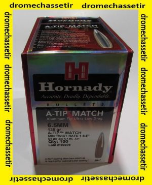BOITE DE 100 OGIVES HORNADY 6.5MM .264 135GR A-TIP 26179