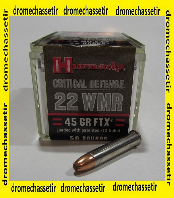 boite de 50 cartouches 22 WMR, Hornady FTX critical defense 45 grains