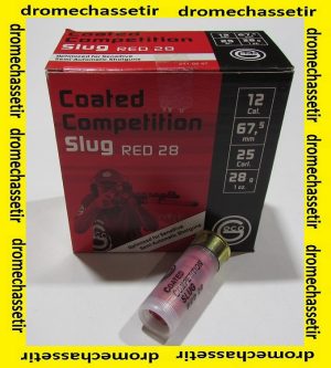 boite de 25 cartouches GECO COATED COMPETITION SLUG RED 28 cal 12/67