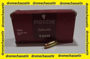 boite 50 cartouches Fiocchi, 9x19 Luger , 158 Grains FMJ Subsonic