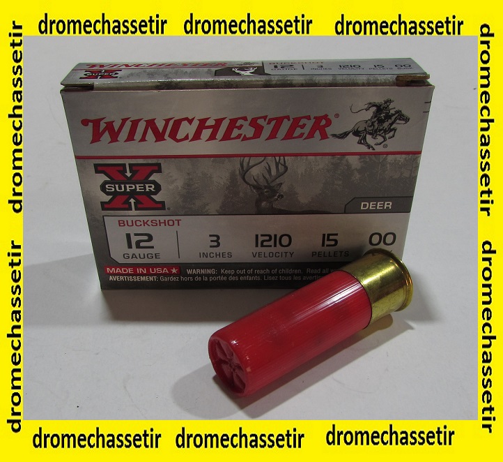 boite de 5 cartouches Winchester Super X, cal 12/76, chevrotines 12 grains