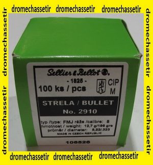 boite 100 ogives Sellier & Bellot , diametre 323 (8mm), 196 grains FMJ ref 2910