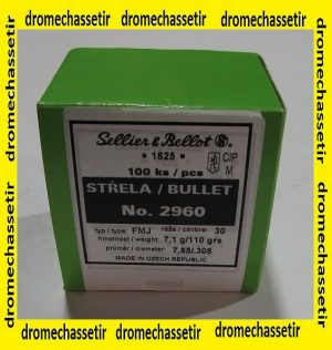 1 boite de 100 ogives Sellier & Bellot, cal 30, 110 grains , FMJ RN 2960