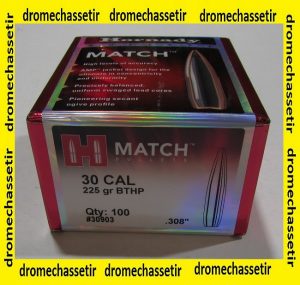 boite de 100 ogives Hornady BTHP , cal 308 (7.62mm), poids 225grs, ref 30903